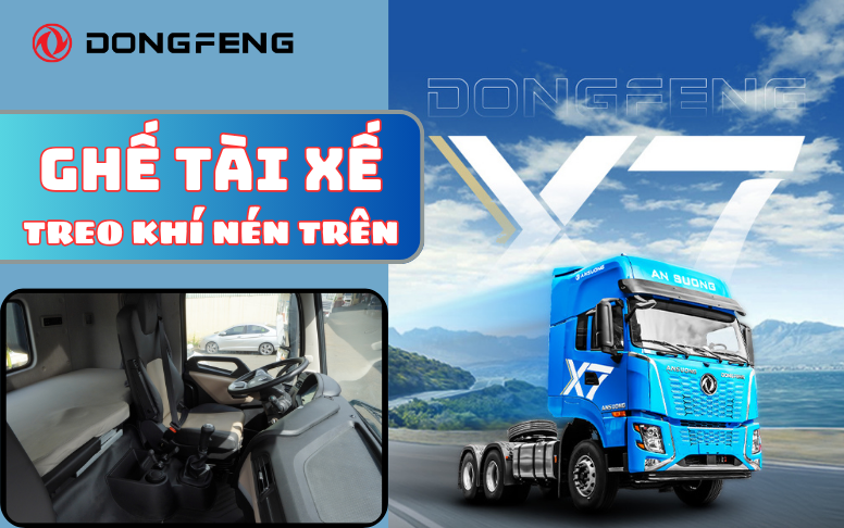 Ghế Tài Xế Treo Khí Nén Trên Hoàng Thắng X7 – Nâng Tầm Trải Nghiệm Lái